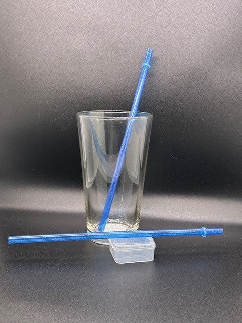 Blue Glitter Plastic Straw Reusable