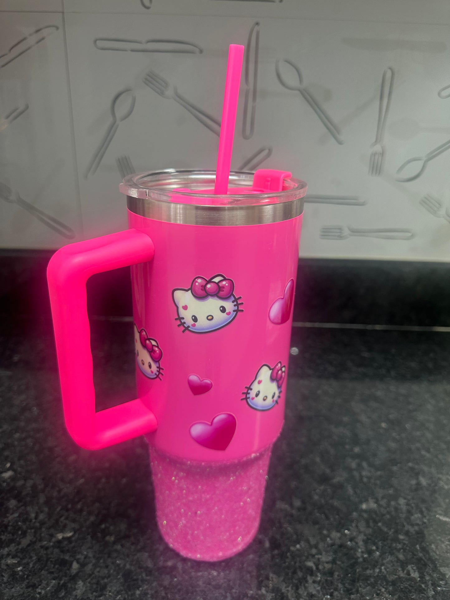 Hello Kitty 40 oz Pink with Glitter Tumbler