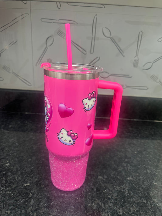 Hello Kitty 40 oz Pink with Glitter Tumbler