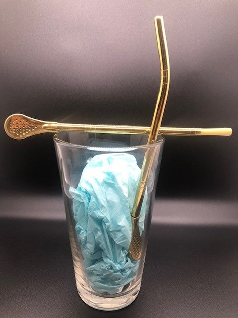 GOLD Stainless Steel Reusable Spoon Straw