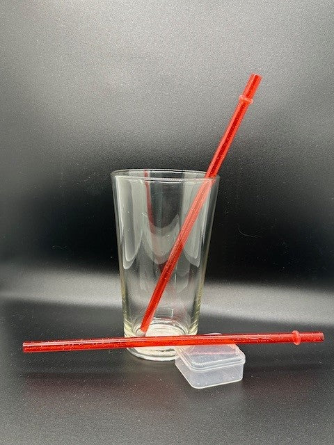 Red Glitter Plastic Straw Reusable